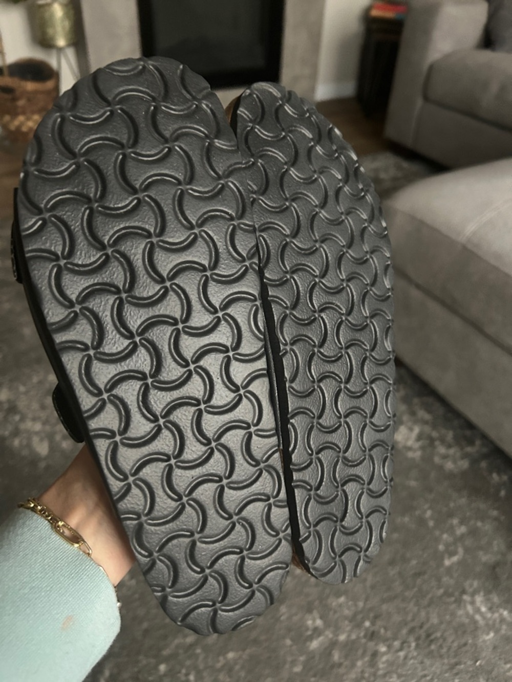 UNIONBAY Black Double-Buckle Cork-Style Slide Sandals